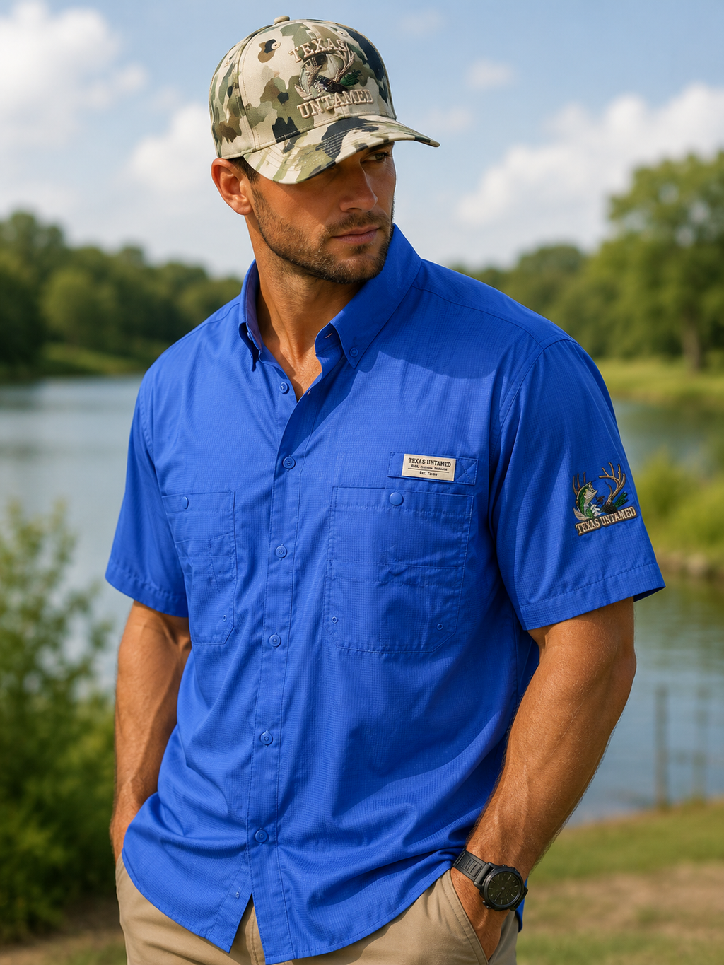 Texas Untamed Fishing Shirt | Paragon Performance Button Down | UPF 40 Outdoor Fishing Shirt for Men