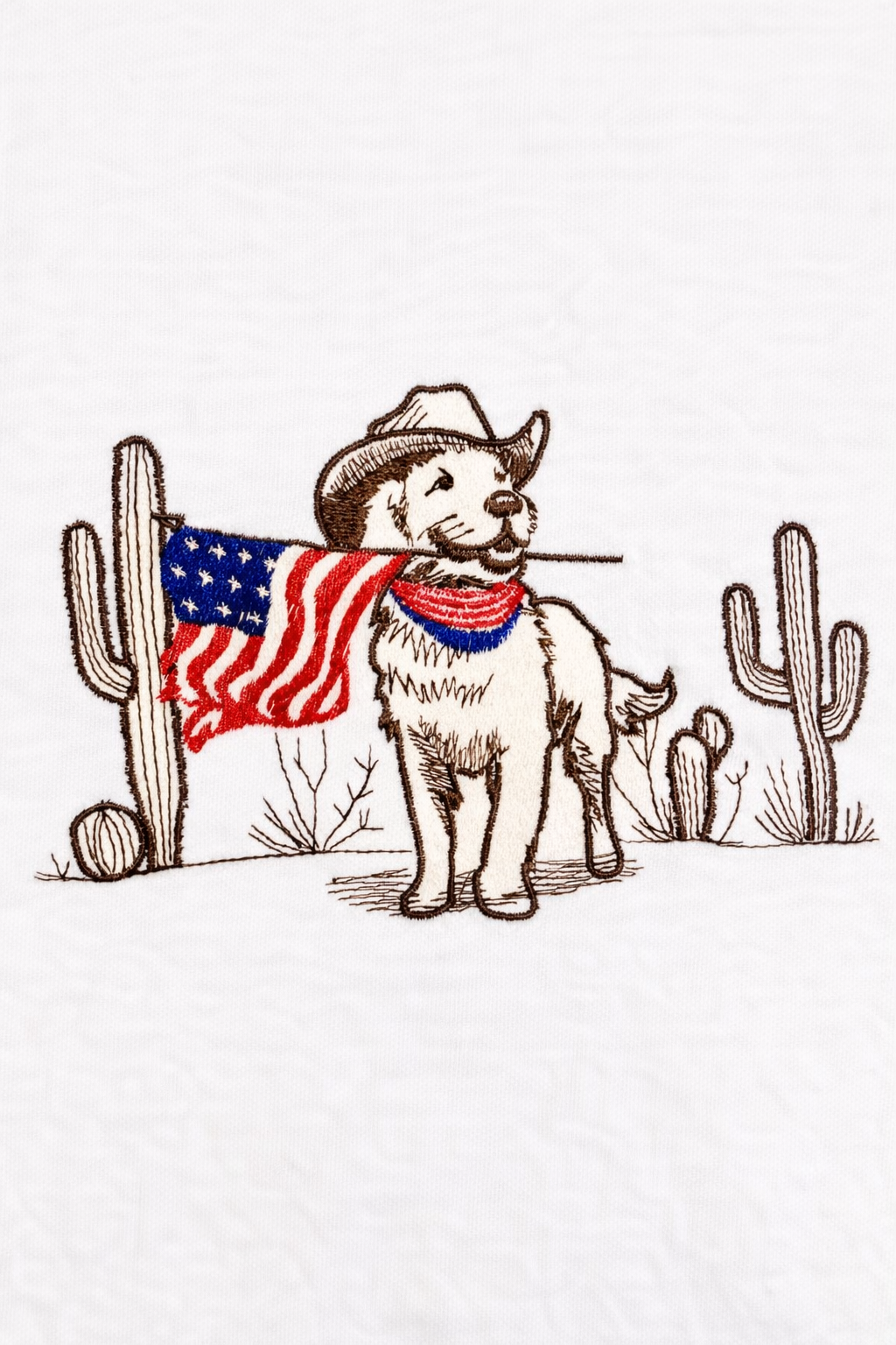 Patriotic Golden Retriever Embroidered Tee