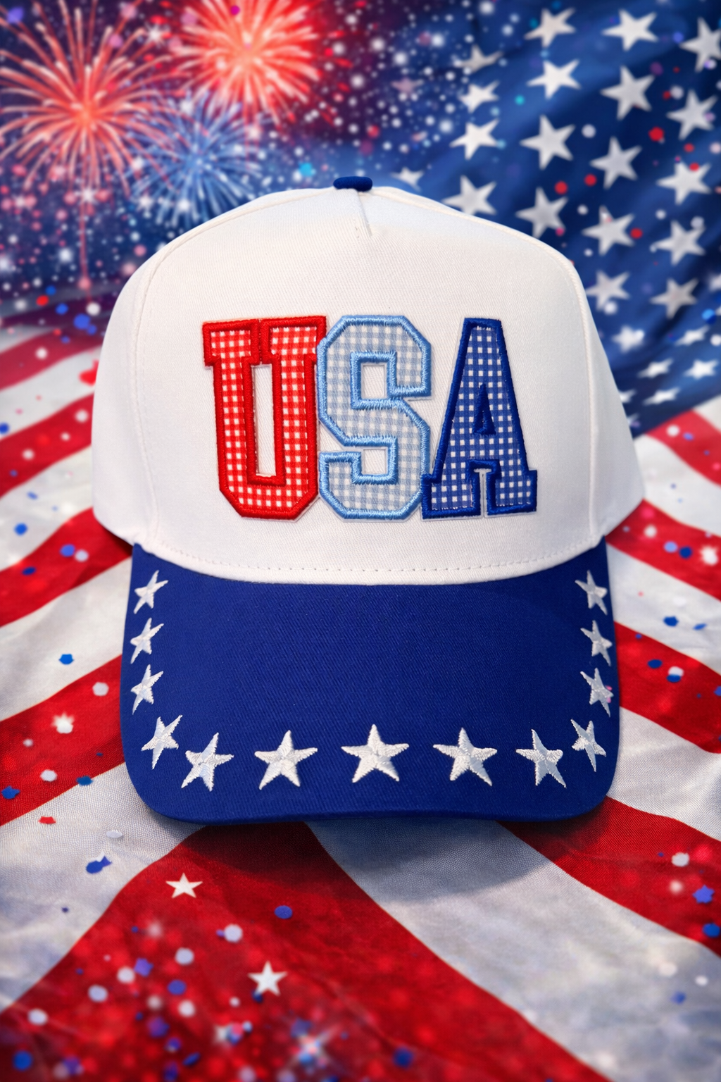 USA Letter Patch Star Brim Trucker Baseball Cap