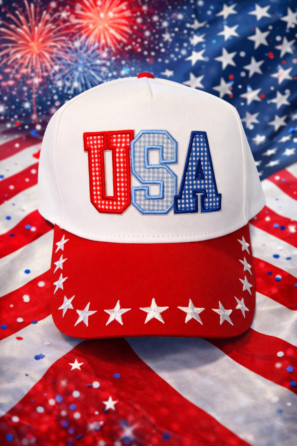 USA Letter Patch Star Brim Trucker Baseball Cap