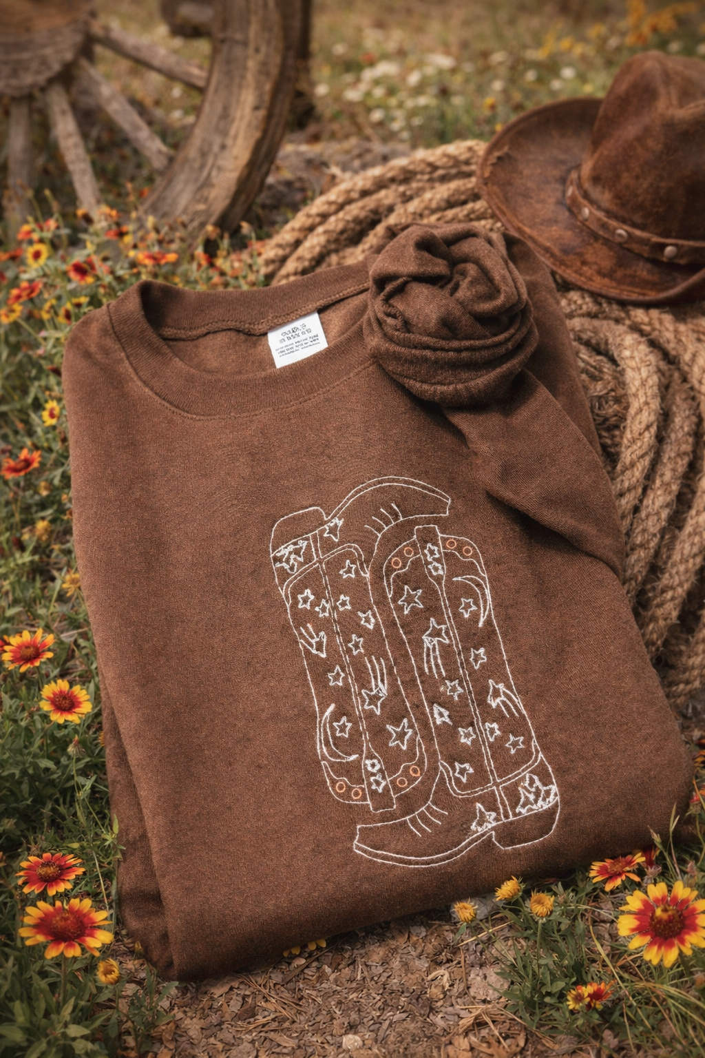 Cowgirl Boots “Wild at Heart” Embroidered Sweatshirt