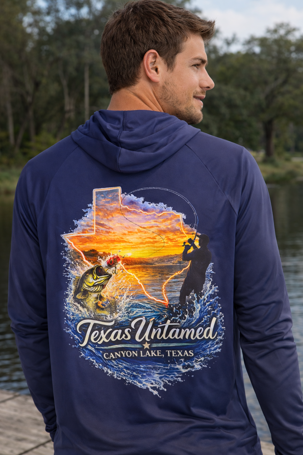 Texas Untamed Canyon Lake Fishing Hoodie Shirt – Canyon Lake Texas Outdoor Performance Hoodie