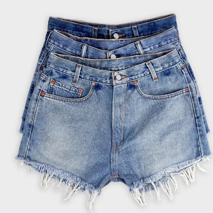 Denim Shorts | Vintage Levi’s® High-Rise Upcycled Cutoffs | Custom Embroidery Available