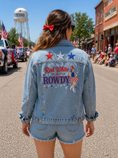 RED, WHITE & ROWDY DENIM JACKET