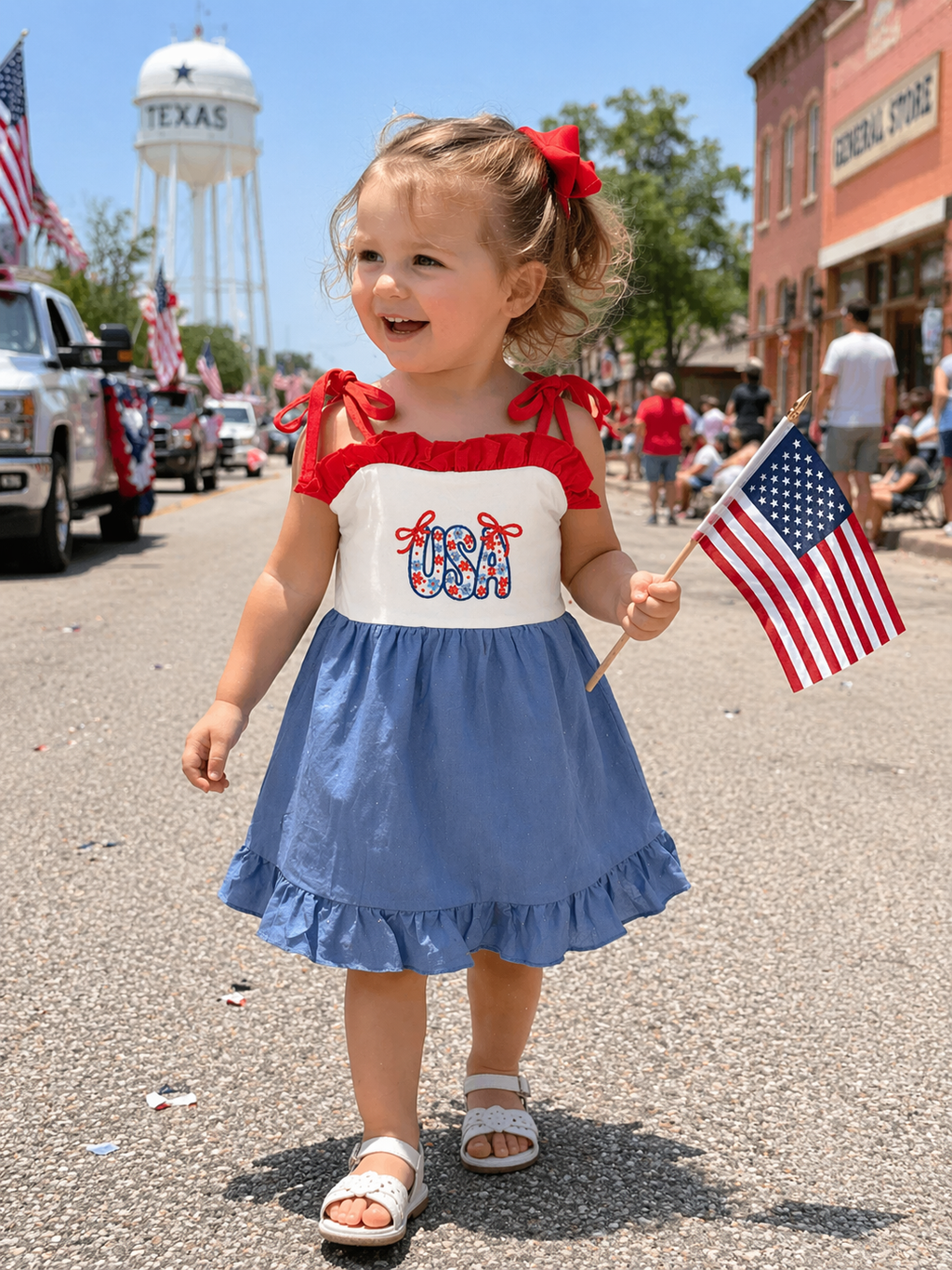 Little Miss America Sundress | Patriotic Toddler Dress | 100% Cotton